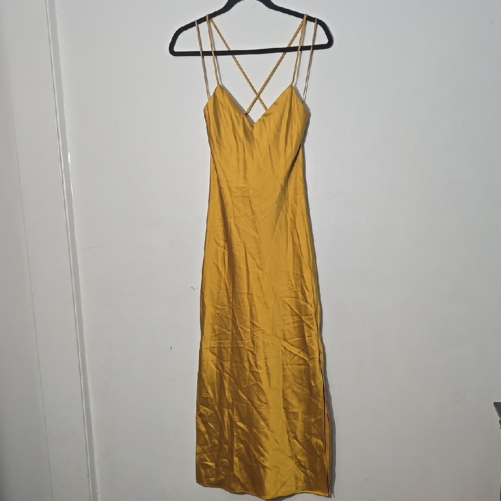 Topshop Gold Slip Dress Spaghetti Strap Cocktail